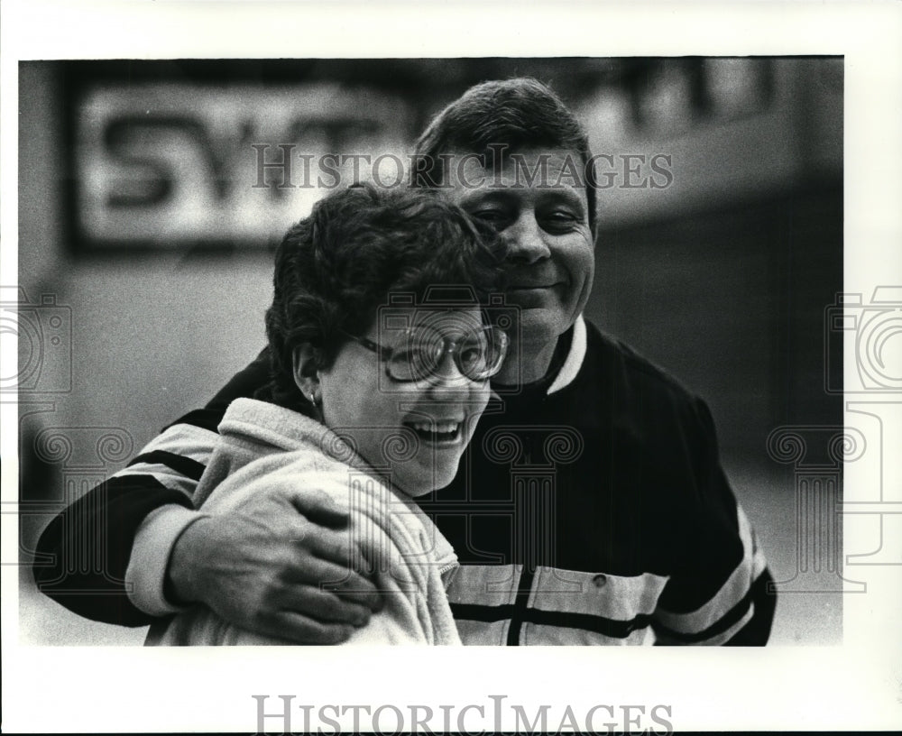 1986 Press Photo Bay High School basketball coaches Kathy Tedrick, Rich Voiers- Historic Images