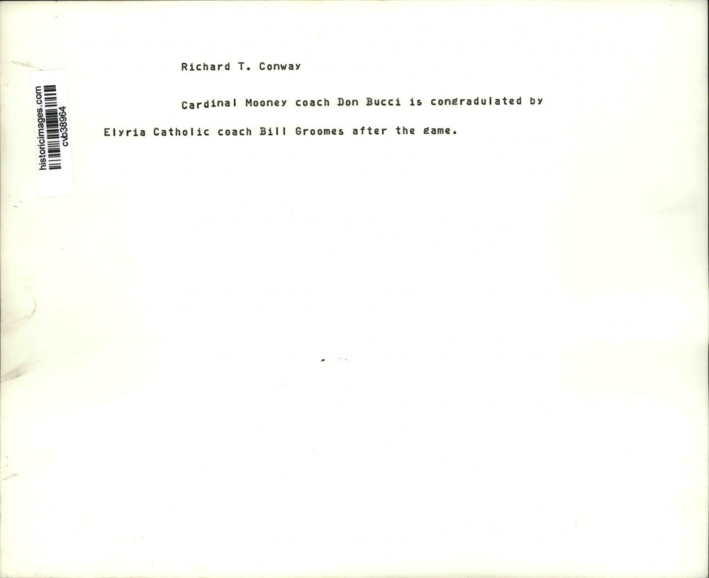 Press Photo Cardinal Mooney coach Don Bucci w/ Bill Groomes - cvb38964