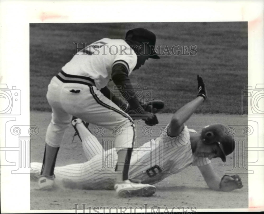 1990 Press Photo Euclid&#39;s Dan Spehar vs Admiral Kings Bapteese Noland-baseball- Historic Images