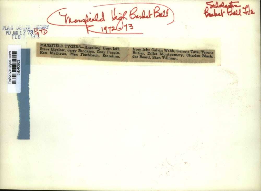 1973 Press Photo Mansfield High Basketball team members - cvb40803