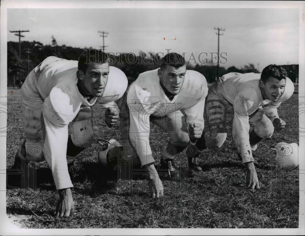 1957 Press Photo Bay Village High football players-Upp, Rekstis, Dicker- Historic Images