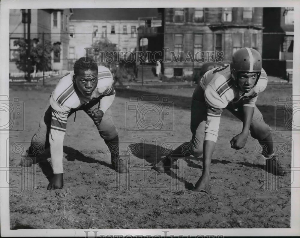 1951 Press Photo Central Football-guard George Hatcher and James Connors, end- Historic Images