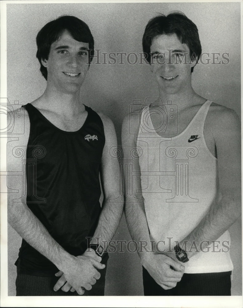 1984 Press Photo L-R; Don Bill Tomoff Running Twins R. Misch - cvb43446- Historic Images