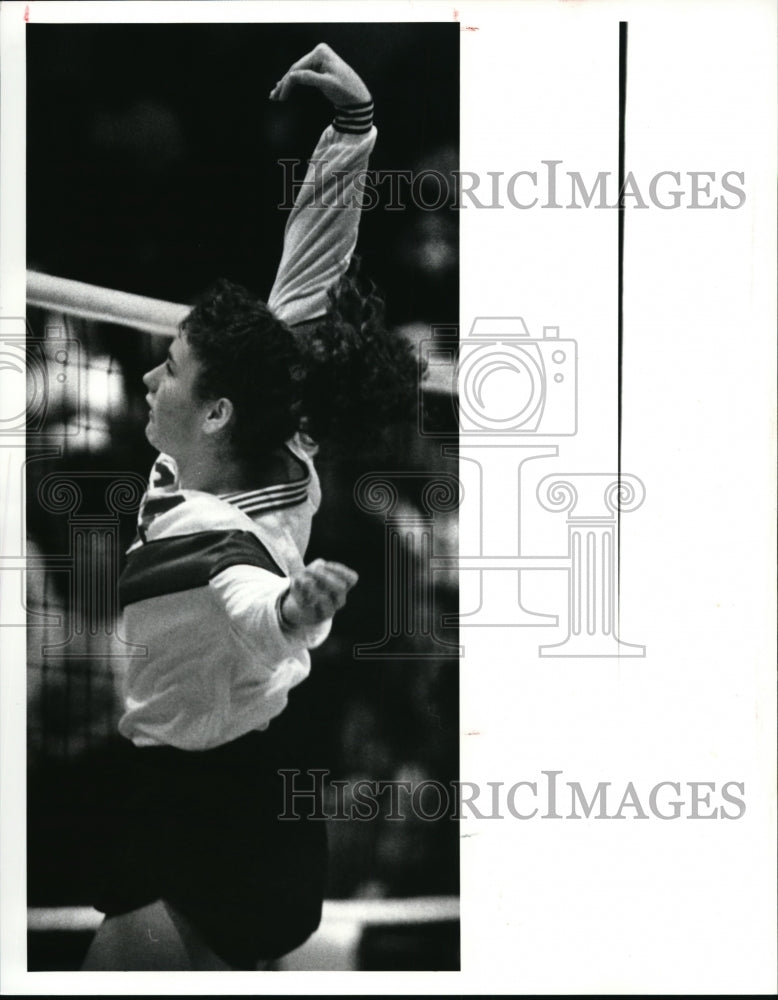 1990 Press Photo Elyria Filiaggi spikes the ball during the third game- Historic Images