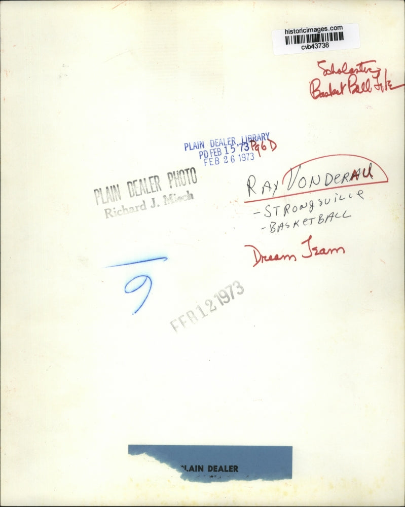 1973 Press Photo Ray Vonderail-Strongsville Dream Team basketball player