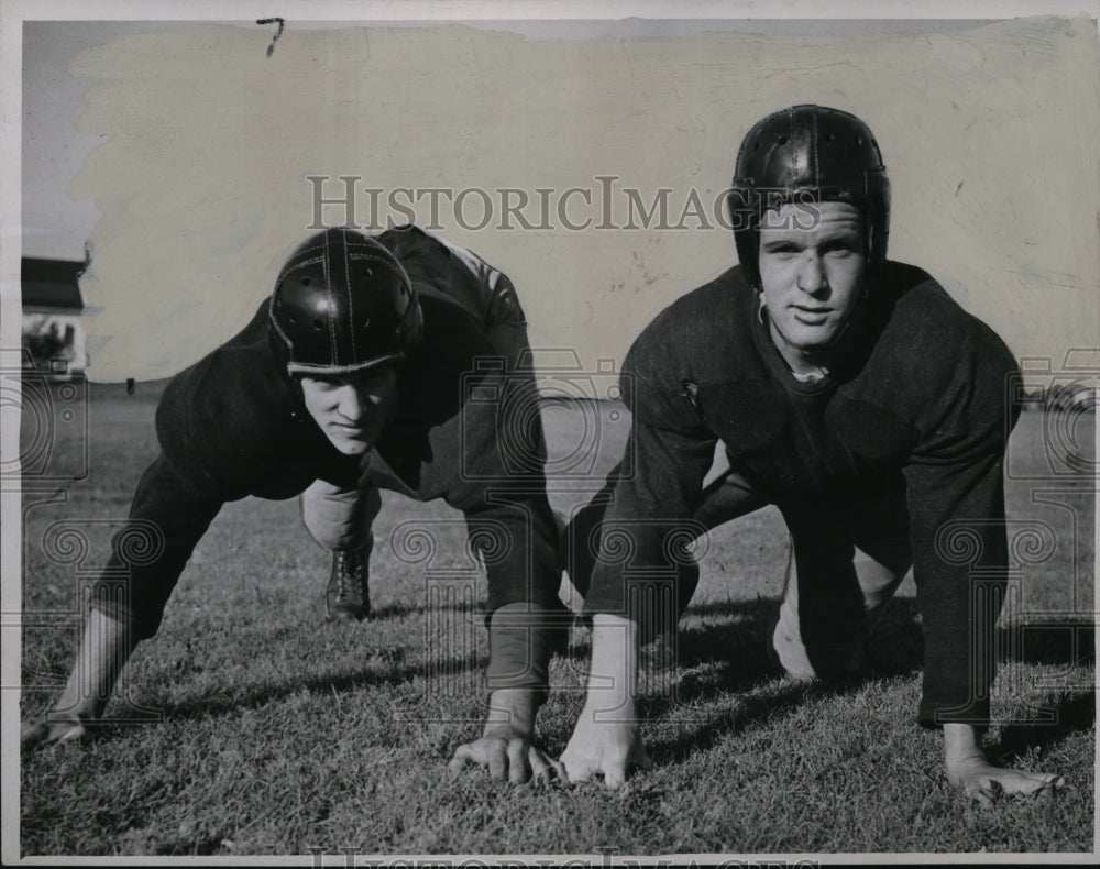 1946 Press Photo: Berea Football - Ronald Ronry &amp; Tom Brady - cvb44324- Historic Images