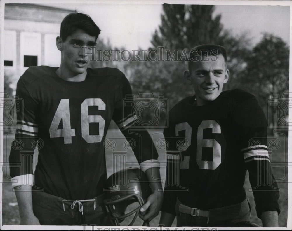 1952 Press Photo: Brush Football Players, Tom Crowl & Bob Spies - cvb44330- Historic Images