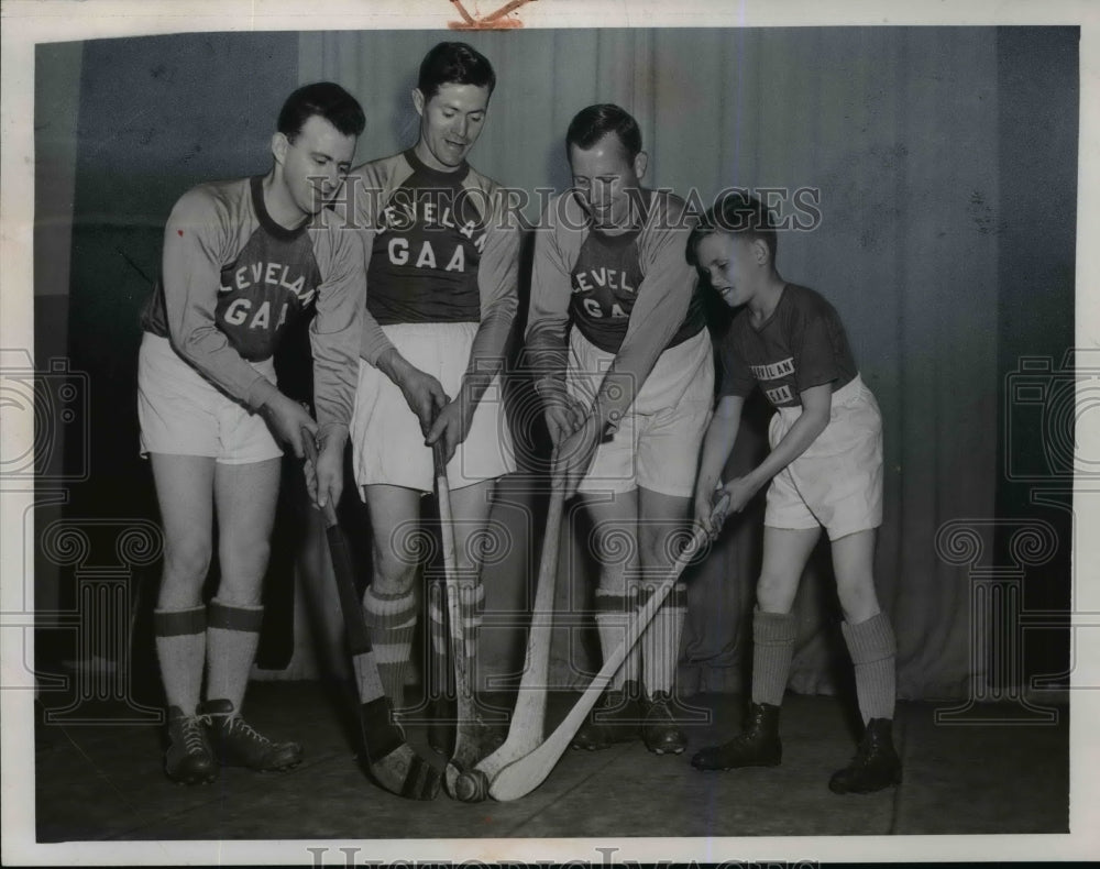 1951 Press Photo Bill Kelly, Joe Burke, Joe Hynes, Robert Finnegaw, football- Historic Images