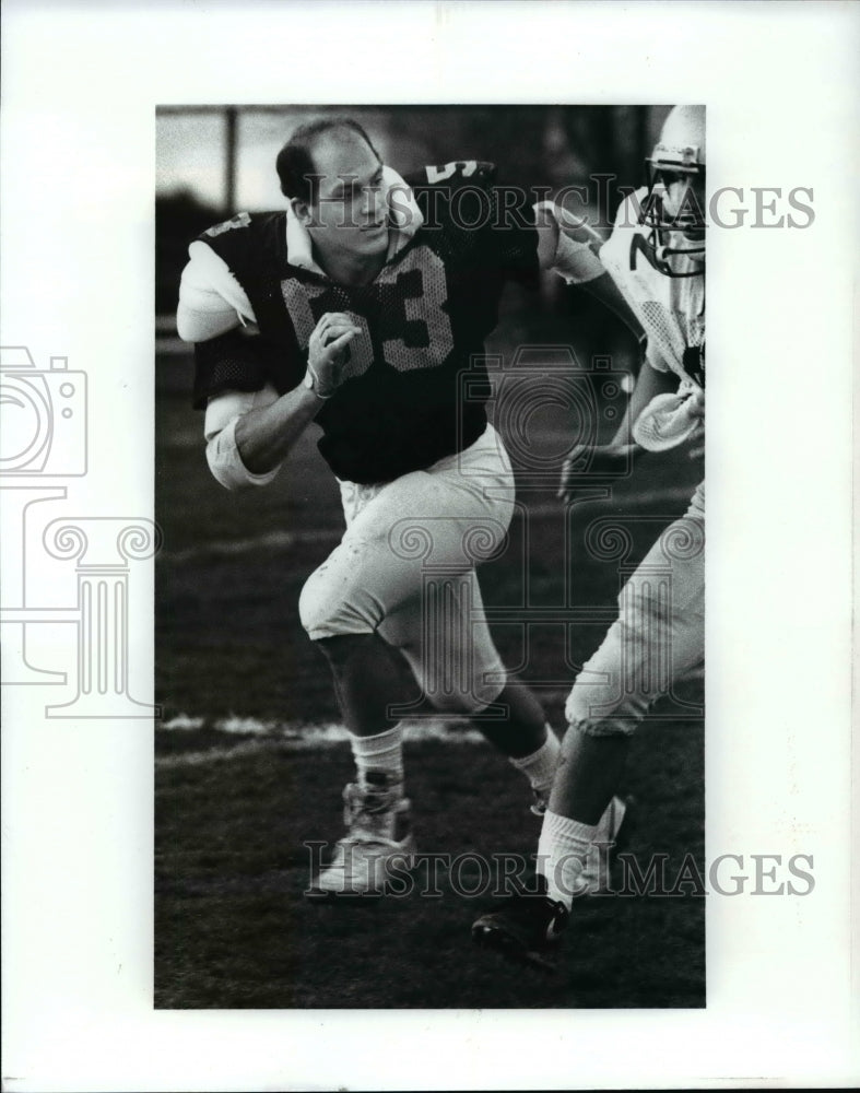 1989 Press Photo John Carroll University football defensive player, Dave Rastoka- Historic Images