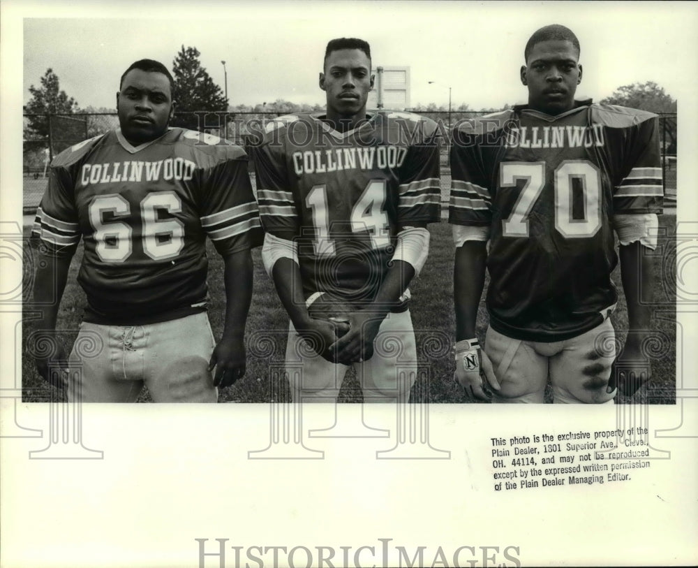 1988 Press Photo Collinwood High&#39;s football captains-Robinson, Pitts, Brown- Historic Images