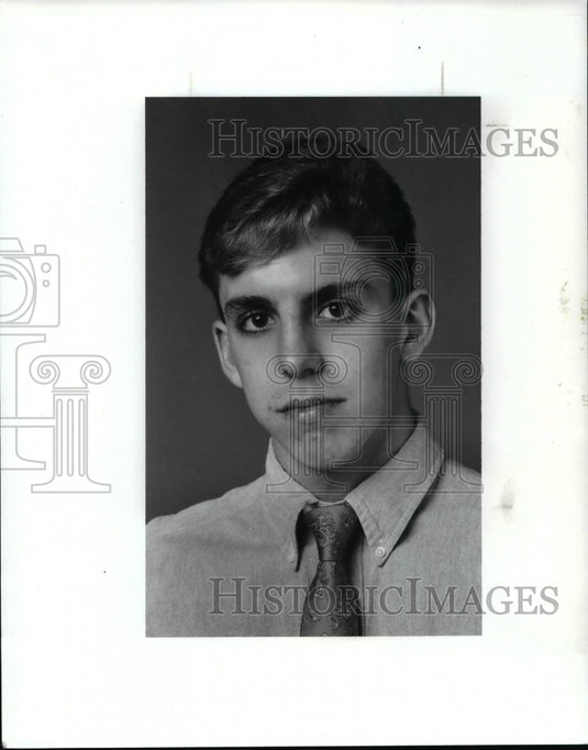 1990 Press Photo Kevin Stands, St. Edward High School Hockey - cvb47265- Historic Images