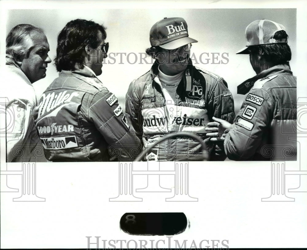 1987 Press Photo Roger Penske, Danny Sullivan, Booby Rahal and Rick Mears- Historic Images