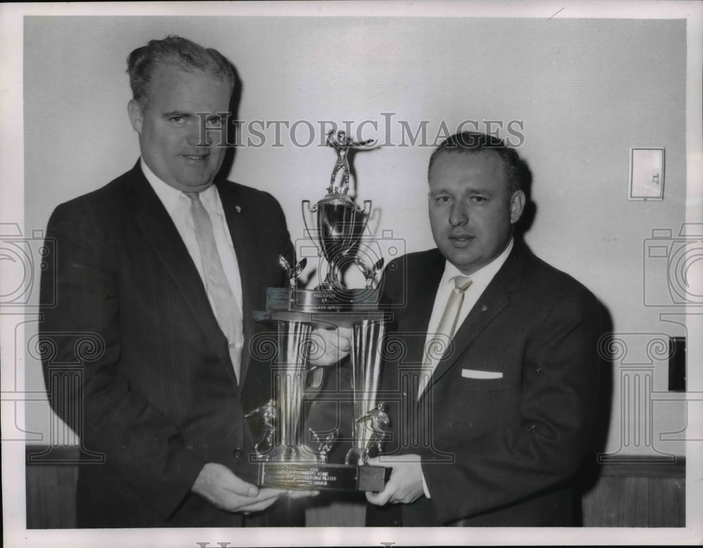1962 Press Photo Hal Johnston and John Nobles-new football trophy - cvb47588- Historic Images