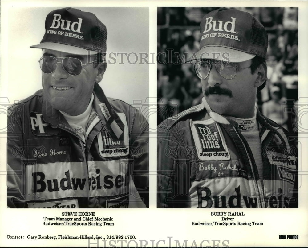 1986 Press Photo Budweiser/TrueSports Racing Team-Steve Horne and Bobby Rahal- Historic Images