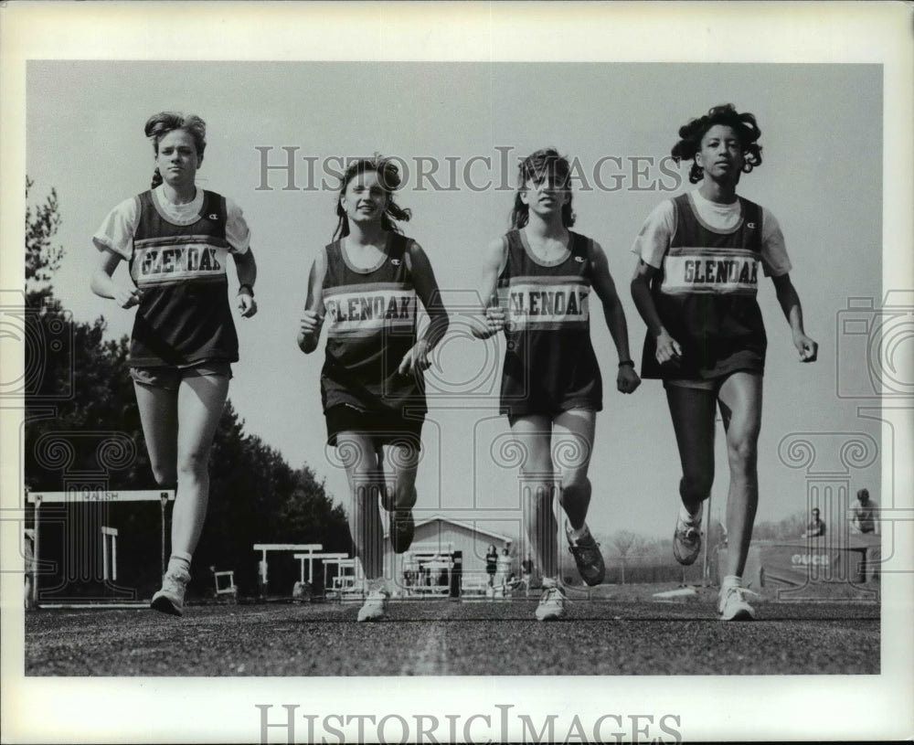 Press Photo Four running girls of Glenoak - cvb49781- Historic Images