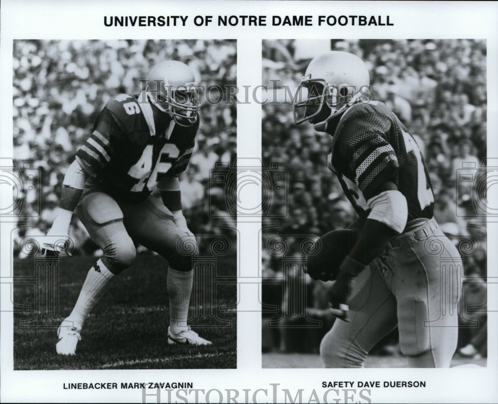 Press Photo University of Notre Dame Football Mark Zavagnin & Dave Duerson