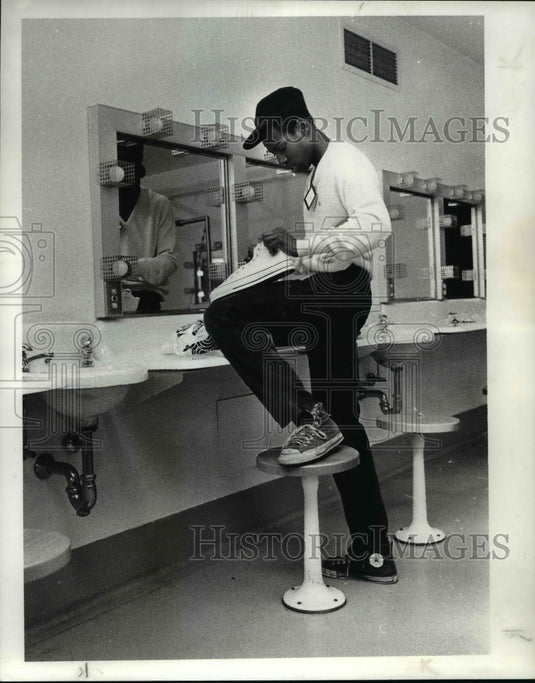 Press Photo Unidentified Man with Basketball Shoes - cvb52137- Historic Images