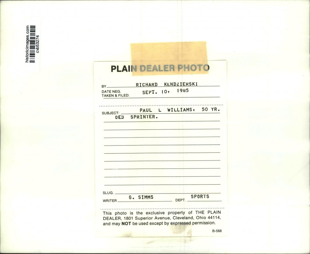 1985 Press Photo Paul L. Williams, 50 Year Old Sprinter - cvb53274