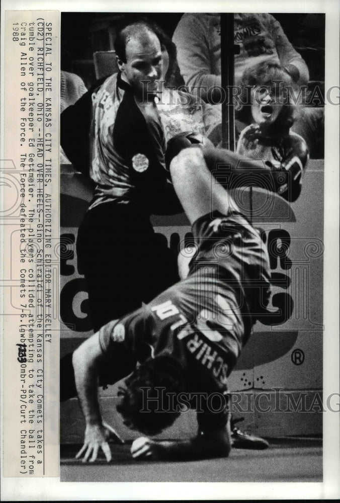 1988 Press Photo Richfield Ohio Head Over Heels- Gino Schiraidi of KC Comets.- Historic Images