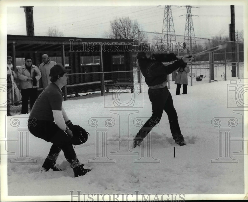 Press Photo Baseball in the snow - cvb54158- Historic Images