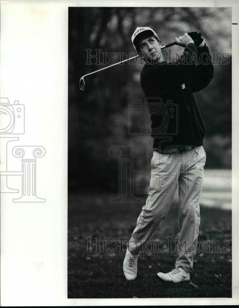 1989 Press Photo Scott Piesen takes third in state golf tourney, Lakewood Ohio.- Historic Images