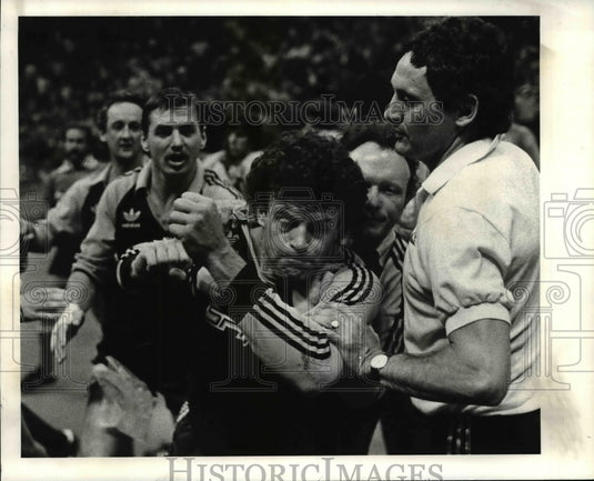 Press Photo Spirit's Paul Child restrained by mates - cvb63215- Historic Images