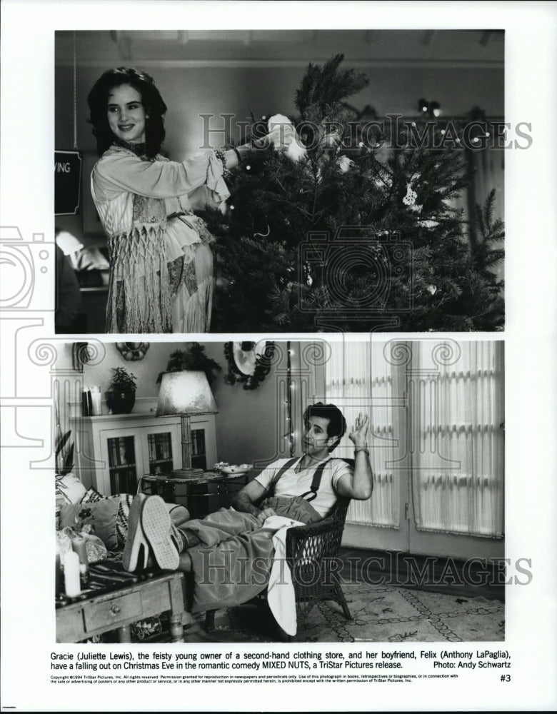 1994 Press Photo Juliette Lewis and Anthony LaPaglia in "Mixed Nuts."- Historic Images