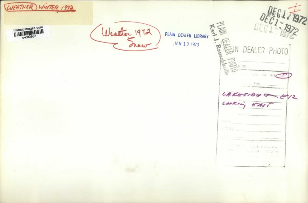 1972 Press Photo Lakeside and E 12 looking East during winter - cvo00987