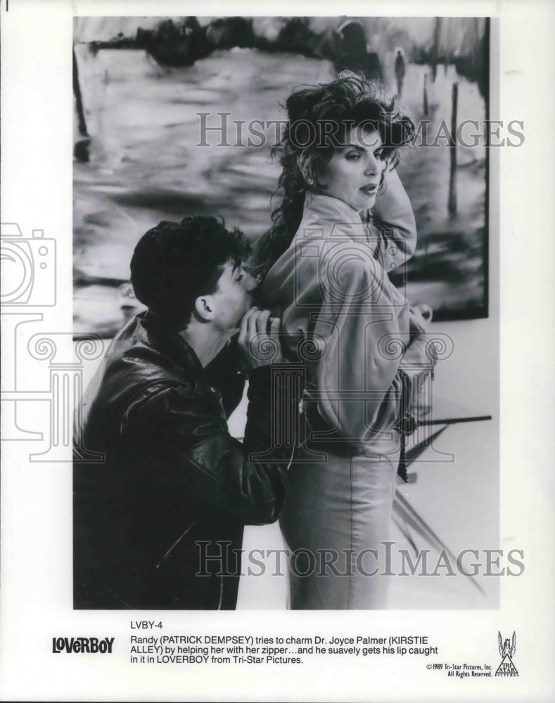 Load image into Gallery viewer, 1989 Press Photo Loverboy Patrick Dempsey Kirstie Alley - cvp09648
