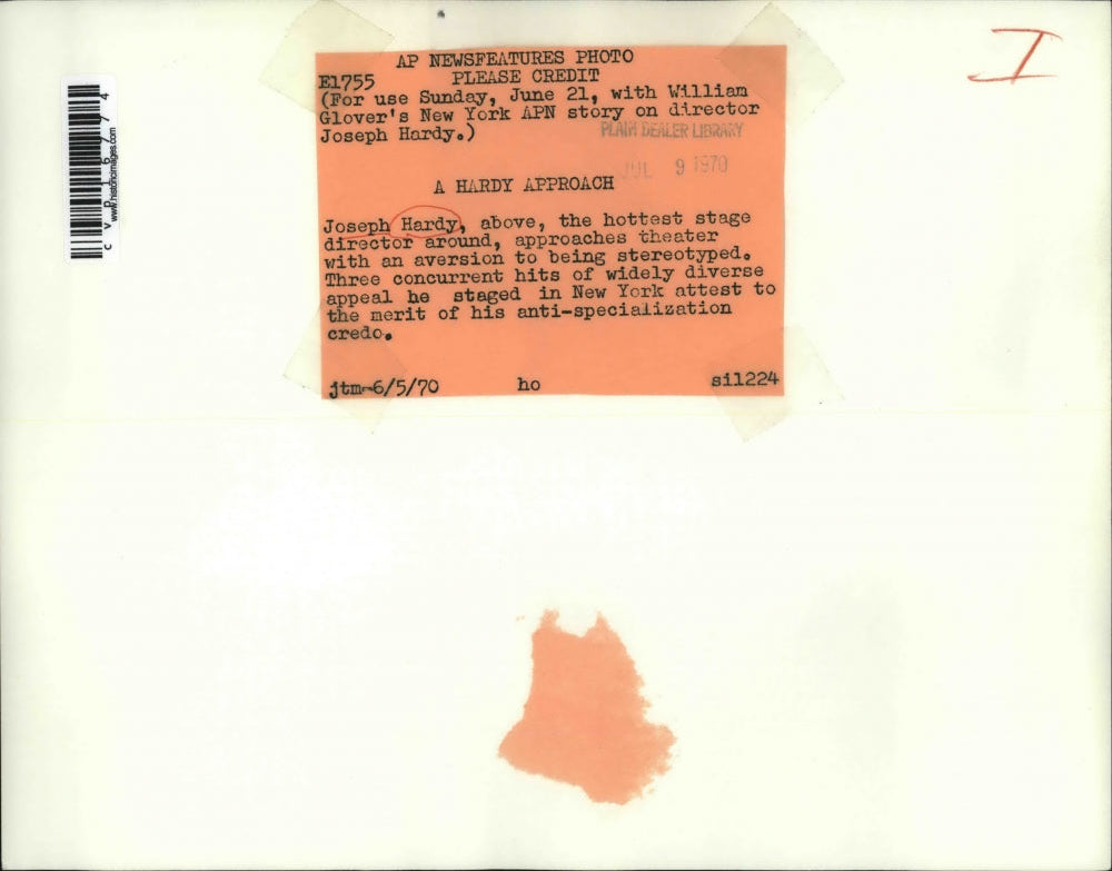 1970 Press Photo Joseph Hardy Stage Theater Director New York - cvp16774