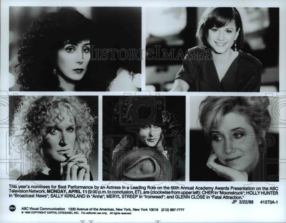 1988 Press Photo &#39;88 Nominees Best Performance By Actress In Leading Role- Historic Images