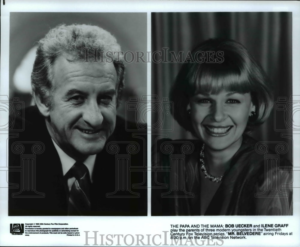 1985 Press Photo Bob Uecker & Ilene Graff in Mr Belvedere- Historic Images