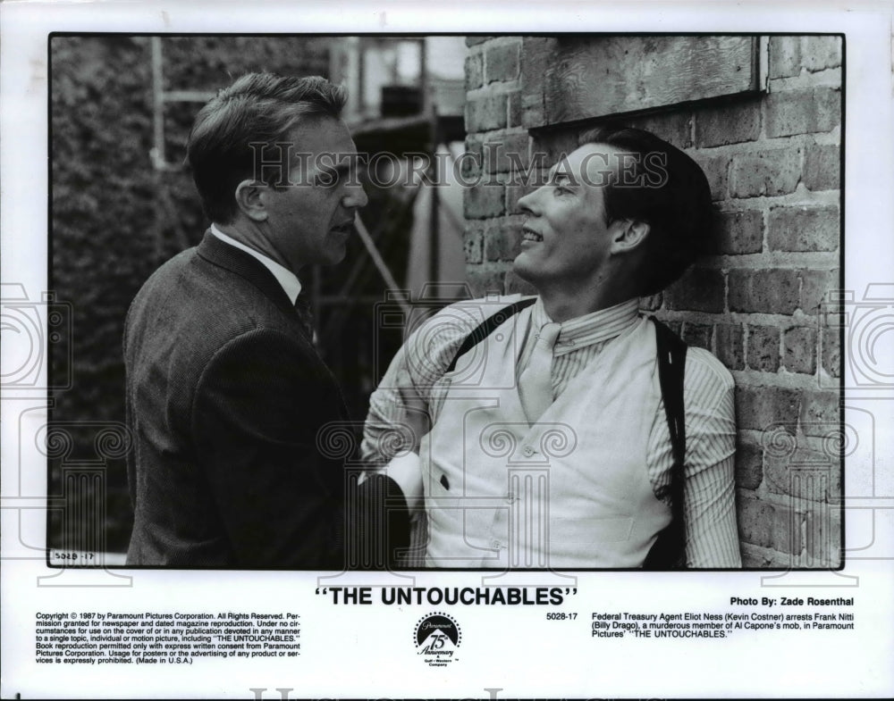 1987 Press Photo Bill Drago Kevin Costner In The Untouchables- Historic Images