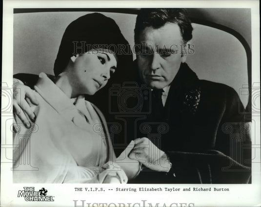 1986 Press Photo Elizabeth Taylor, Richard Burton in The V.I.P.S.- Historic Images