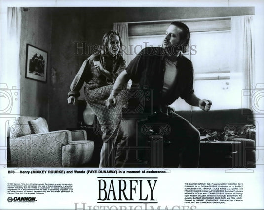 1988 Press Photo Mickey Rourke Faye Dunaway In Barfly- Historic Images