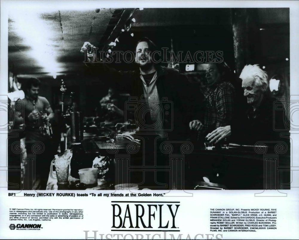 1987 Press Photo Mickey Rourke in &quot;Barfly&quot; - cvp29376- Historic Images