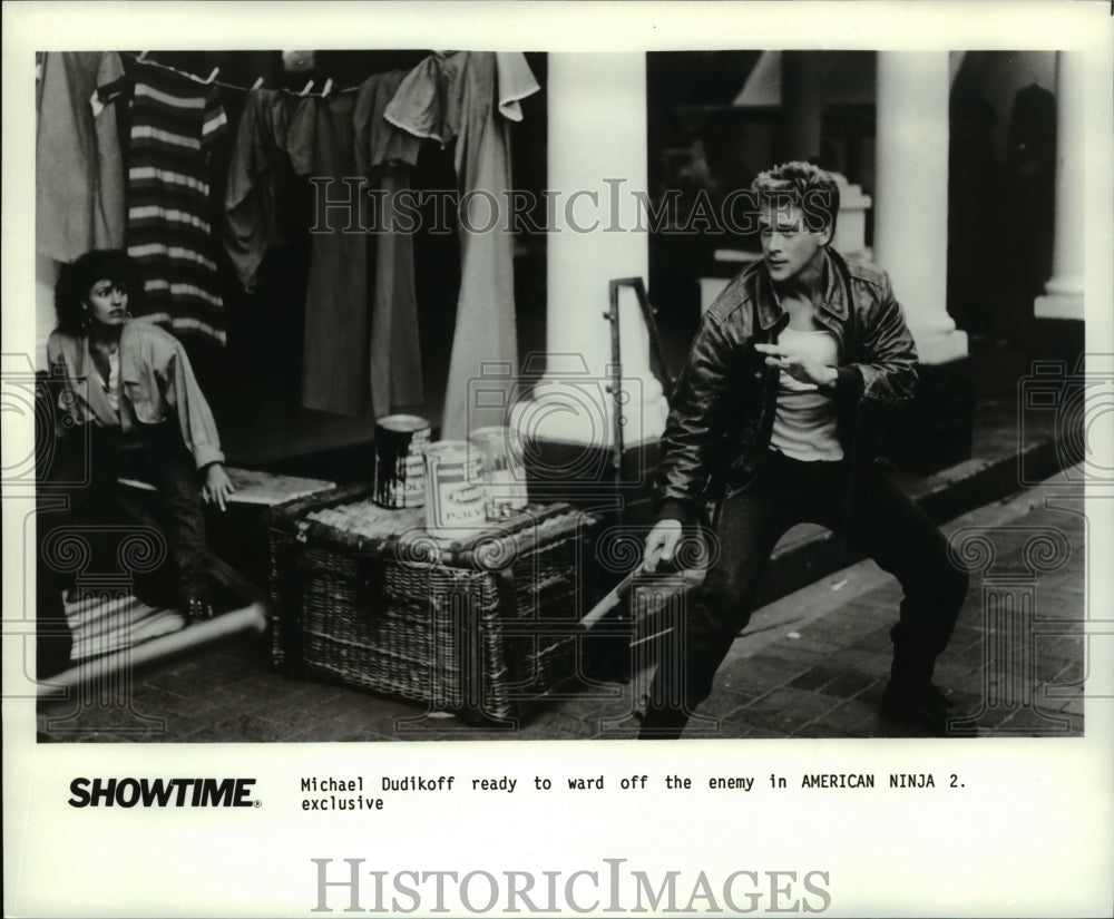 1988 Press Photo Michael Dudikoff in American Ninja 2 on Showtime- Historic Images