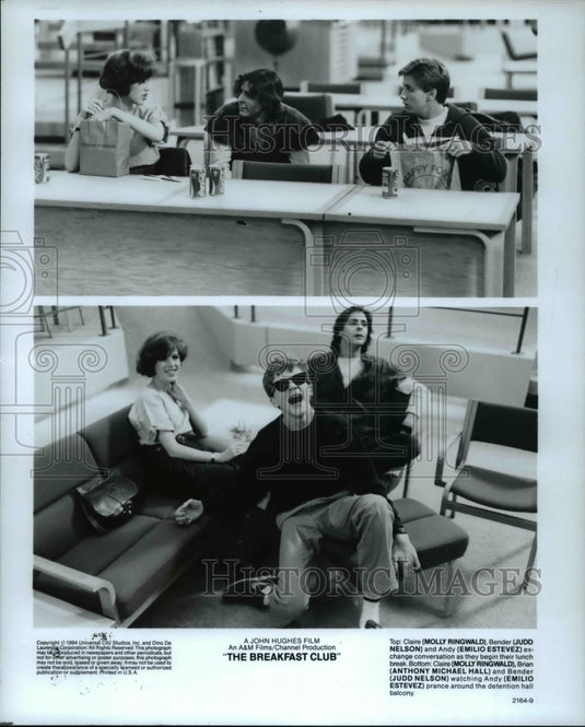 1985 Press Photo Molly Ringwald Judd Nelson Emilio Estevez Anthony Michael Hall- Historic Images