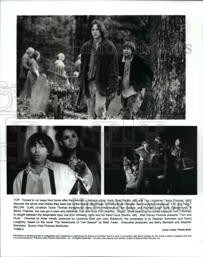 Undated Press Photo Brad Renfro, Jonathan Taylor Thomas in Tom and Huck- Historic Images