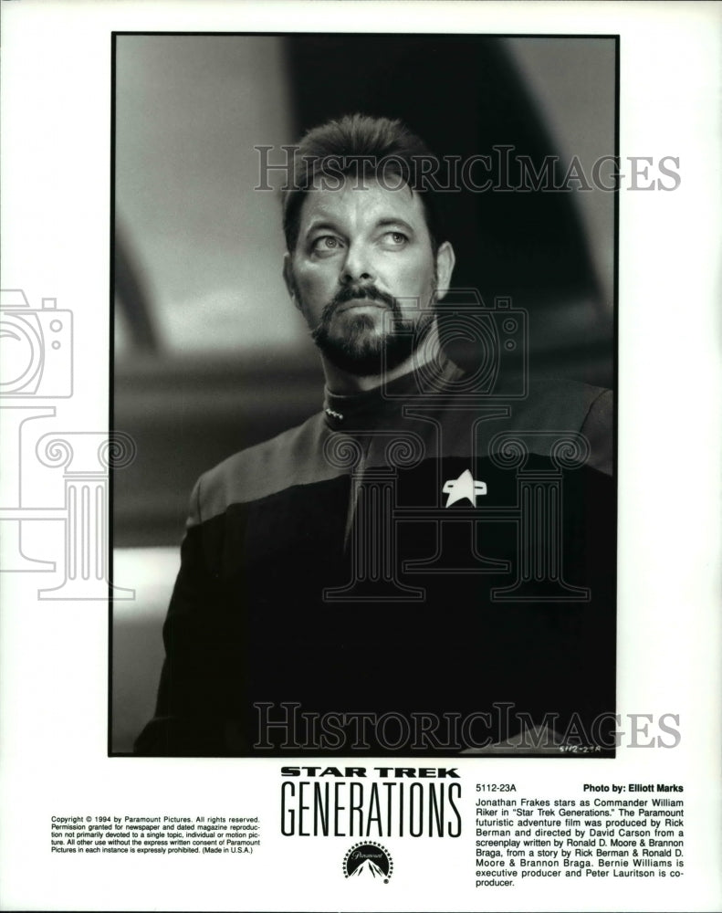 Press Photo Jonathan Frakes stars in Paramount's Star Trek Generations- Historic Images