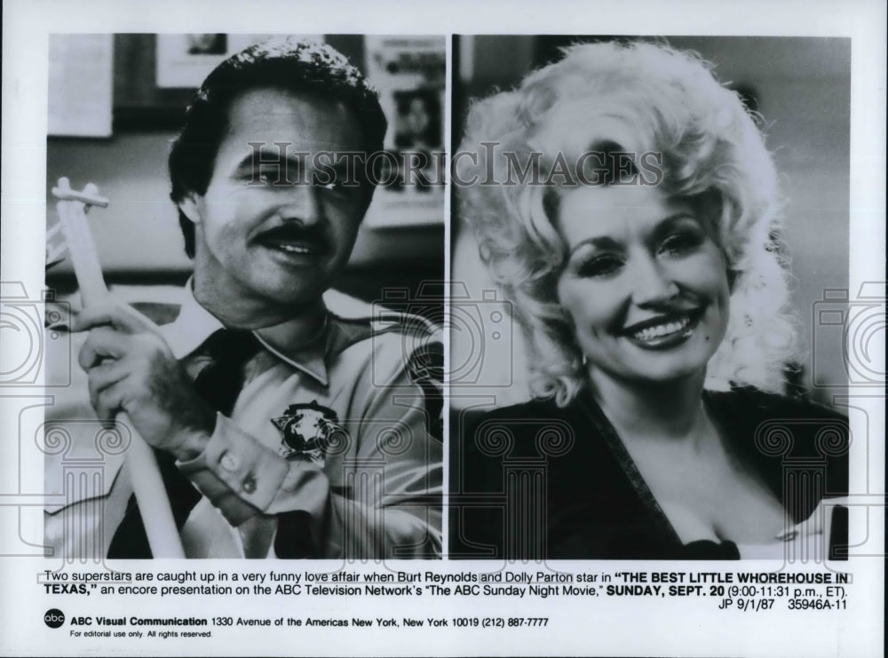 1987 Press Photo Burt Reynolds in &quot;The Best Little Whorehouse in Texas&quot;- Historic Images