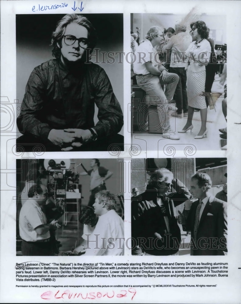 1987 Press Photo Director Barry Levinson of Tin Men with Richard Dreyfuss- Historic Images