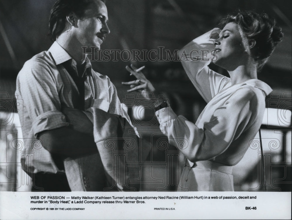 1981 Press Photo Kathleen Turner and William Hurt in "Web of Passion"- Historic Images