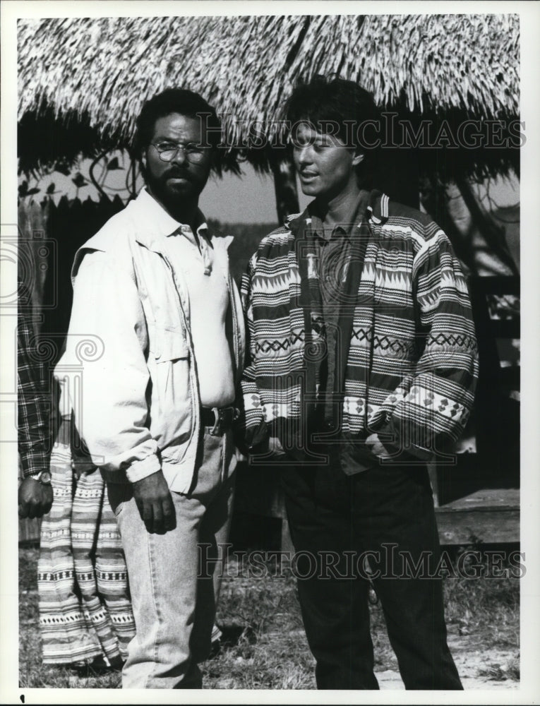 1988 Press Photo Philip Michael Thomas and Patrick Bishop in Miami Vice- Historic Images
