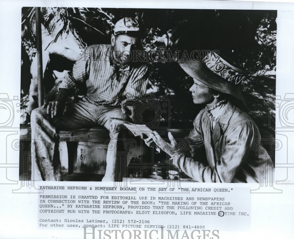 1987 Press Photo Katharine Hepburn and Humphrey Bogart in The African Queen- Historic Images