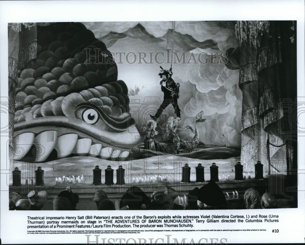 1988 Press Photo Bill Paterson Uma Thurman in The Adventures of Baron Munchausen- Historic Images