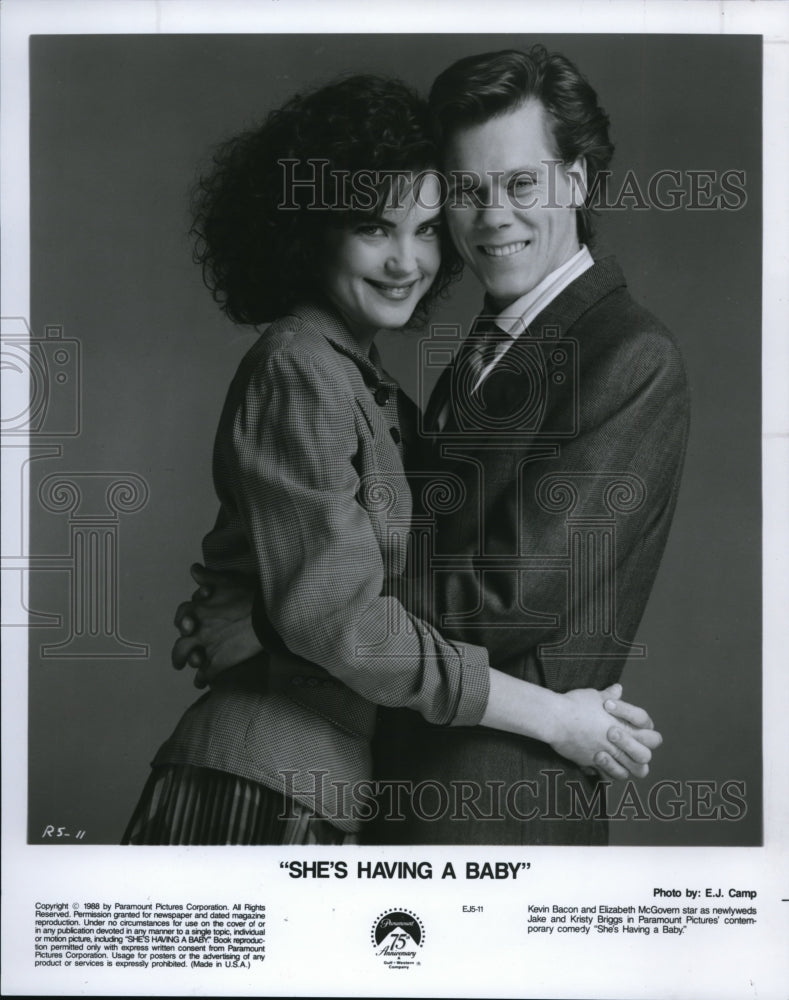1988 Press Photo Kevin Bacon and Elizabeth McGovern in She&#39;s Having A Baby- Historic Images