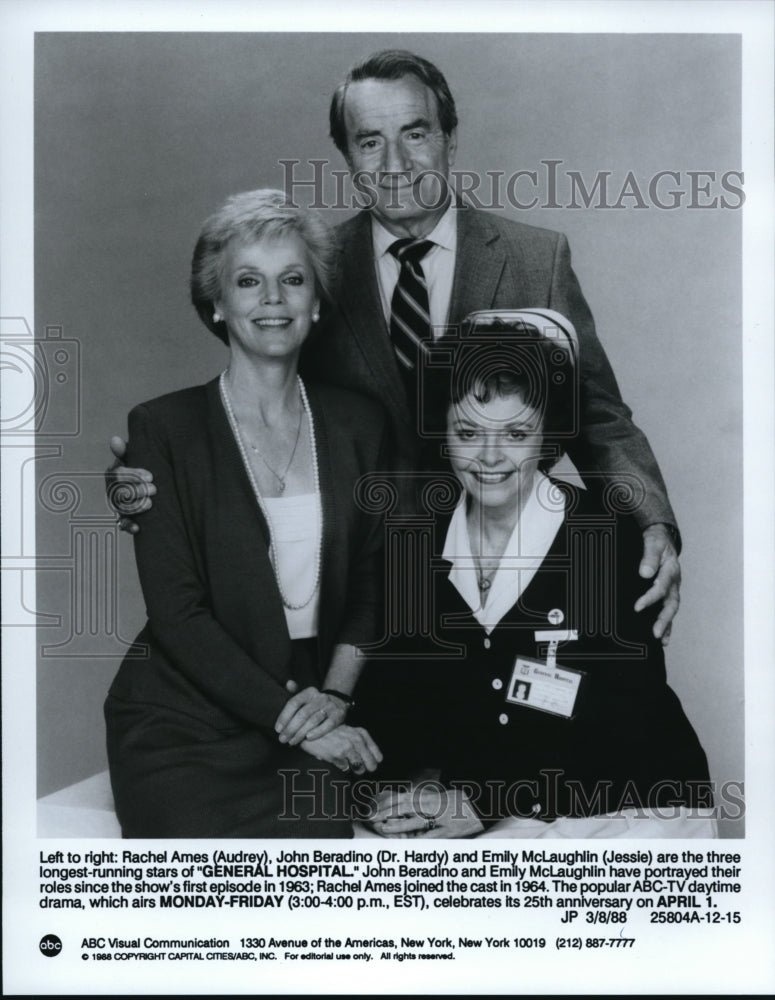 1988 Press Photo ABC&#39;s General Hospital starring John Beradino, Rachel Ames,- Historic Images