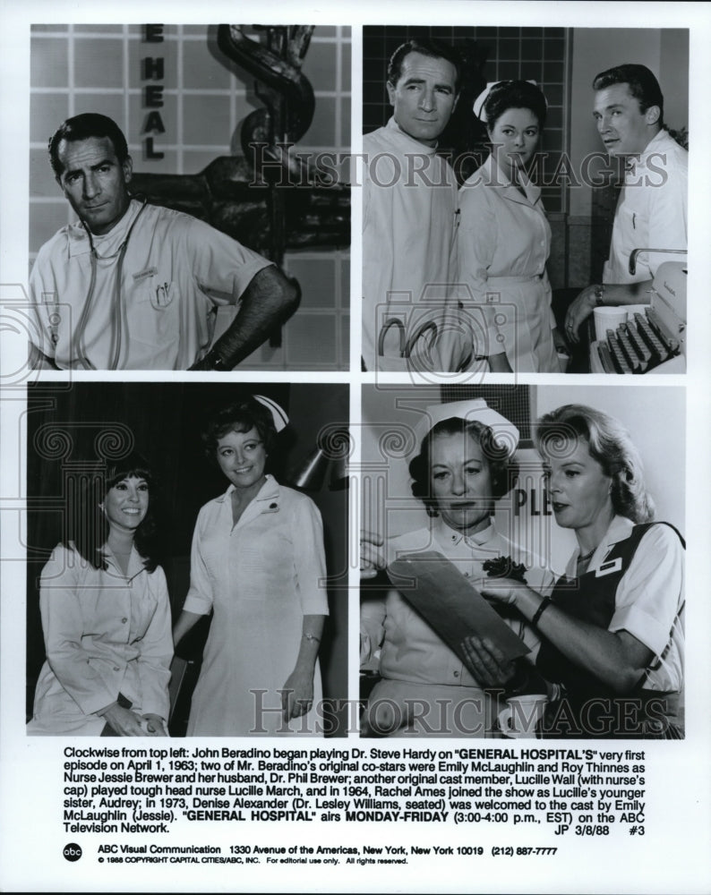 1988 Press Photo ABC's General Hospital starring John Beradino, Emily McLaughlin- Historic Images