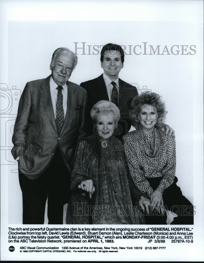 1988 Press Photo ABC&#39;s General Hospital starring David Lewis, Stuart Damon, and- Historic Images